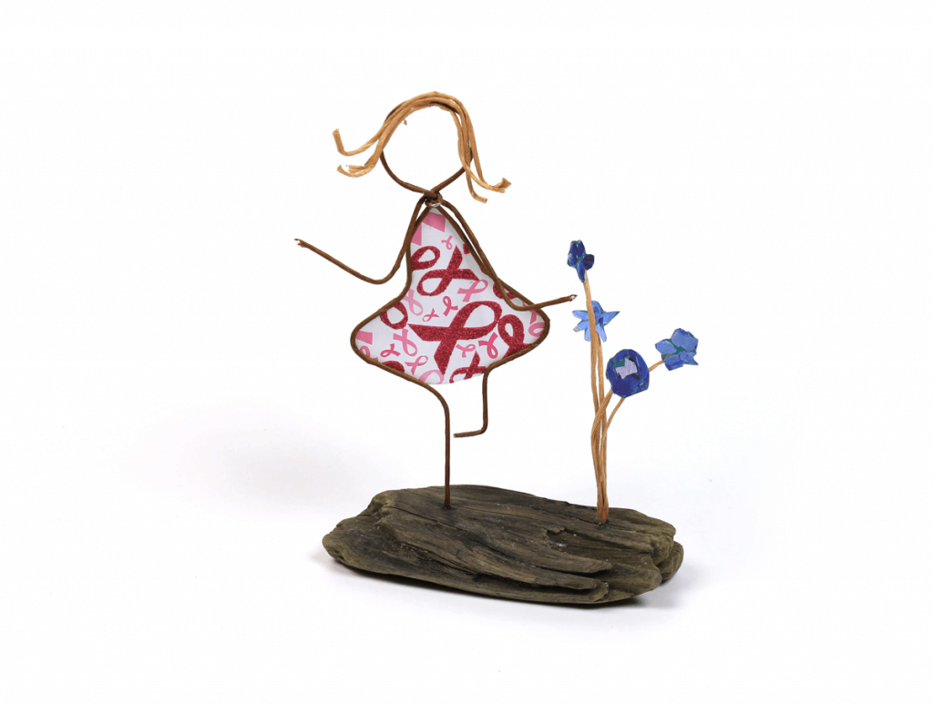 Image of Celebrate Life, a sculpture in wire and cut paper on driftwood by Patti Jones.